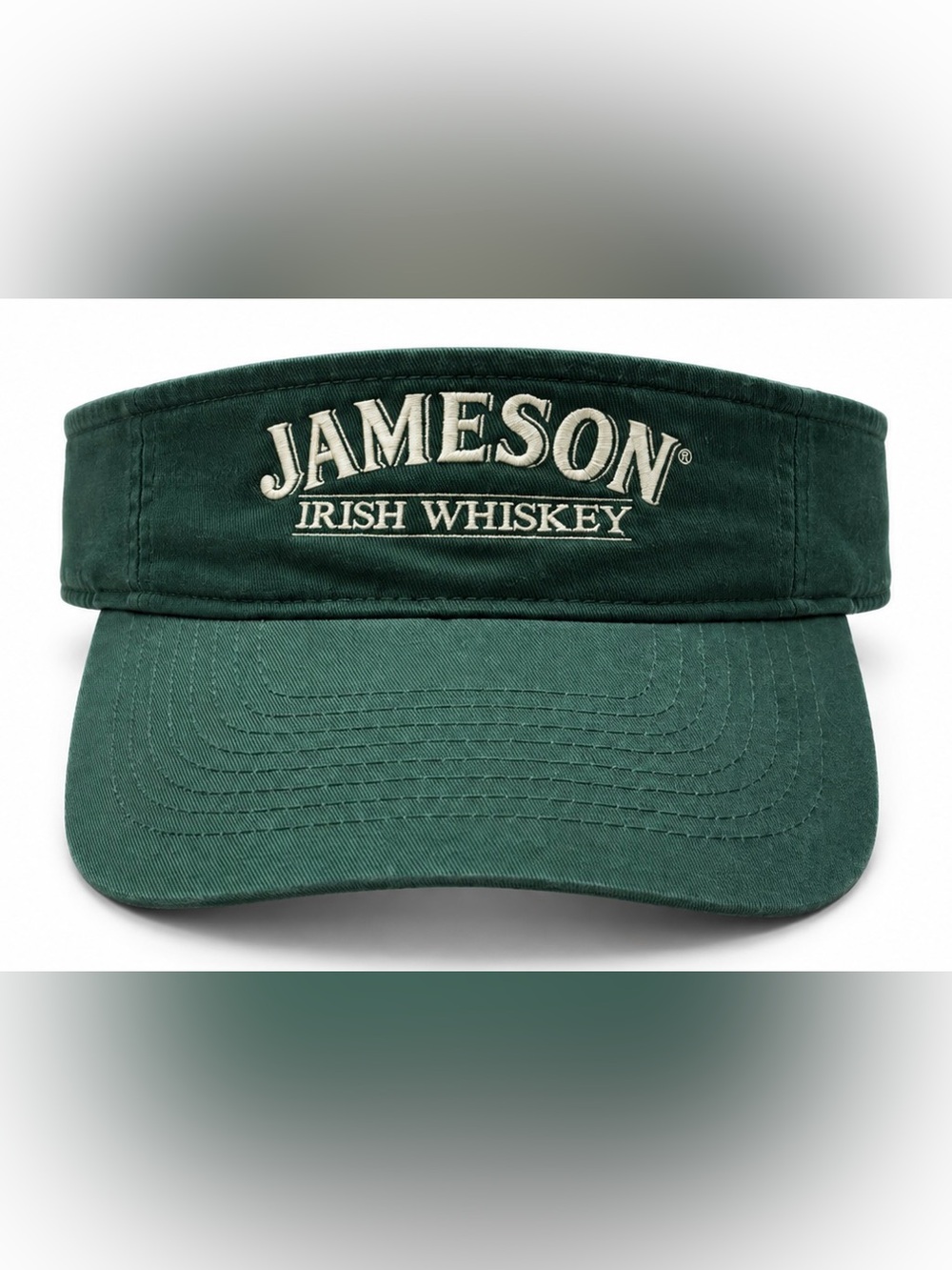Jameson Irish Whiskey Green Visor Hat Adjustable Embroidered Logo 100% Cotton
